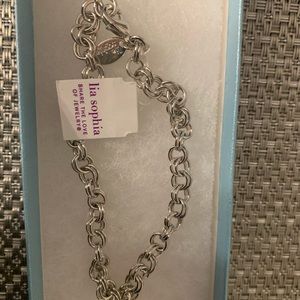 New Lia Sophia silver chain link bracelet 8”